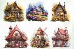 Watercolor House With Fowers Clipart Product Image 3