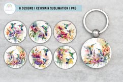 Waterclolor Hummingbirds Keychain Sublimation Design Product Image 1