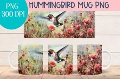 Watercolor Hummingbird mug wrap PNG for Sublimation Product Image 1