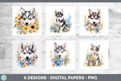 Bundle of six Wild Flowers Husky Paper Backgrounds designs.