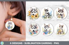 Bundle of six Wild Flowers Husky Round Earrings designs.