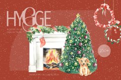 Watercolor hygge clipart, fireplace and snowman clip art Product Image 1