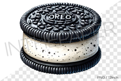 Giant oreo cookie ice cream sandwich PNG dessert clipart Product Image 1