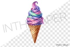 Vibrant rainbow gradient twistd soft waffle cone PNG art Product Image 1