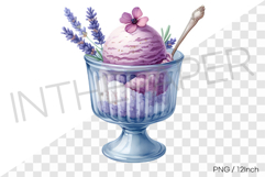 Purple lavender ice cream in glass cup PNG dessert clipart Product Image 1
