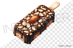 Chocolate nut popsicle with whole almond PNG dessert clipart Product Image 1