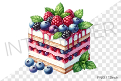 Layered berry ice cream cake sandwich PNG dessert clipart Product Image 1