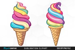 Watercolor Ice Cream Graphics Clipart Product Image 1