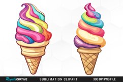 Watercolor Ice Cream Graphics Clipart Product Image 1