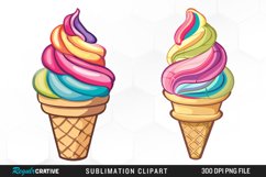 Watercolor Ice Cream Image Clipart Product Image 1