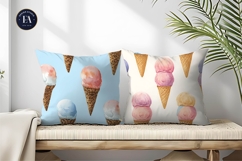 Watercolor Ice Cream Cones Pastel Scoops Digital Paper Product Image 2