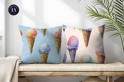 Pastel Scoops Ice Cream Cones Cartoon Digital Paper Product Image 2