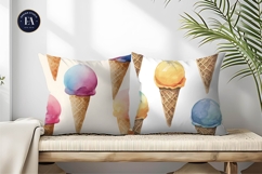 Cartoon Ice Cream Cones with Pastel Scoops Digital Paper Product Image 2