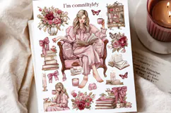 Watercolor illustration of a woman reading in a cozy armchai Product Image 2
