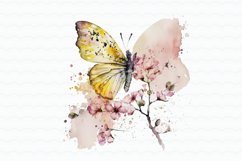 Butterfly Flower Yellow Watercolor Clipart Product Image 5