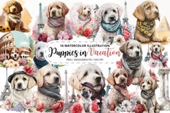 16 Puppies in vacation| Travel Clipart bundle | Dog bundle Product Image 1