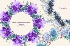 WatercolorFloral Purple Christmas Clipart Collection Product Image 5