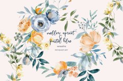 Mellow Apricot &amp; Pastel Blue Floral Clipart Set Product Image 6