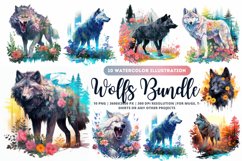 10 Magical Wolf Watercolor Bundle | Wolf bundle |Wolf bundle Product Image 1