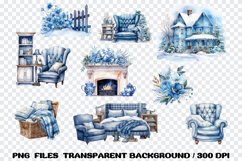 Winter Snow in Blue Watercolor Bundle Clipart Sublimation Product Image 3