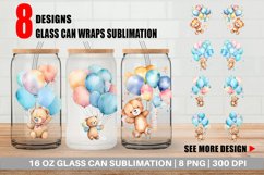 Watercolor Teddy Bear Glass Can Wraps Product Image 1