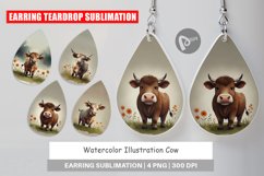 Earring Teardrop Illustration Cow Product Image 1