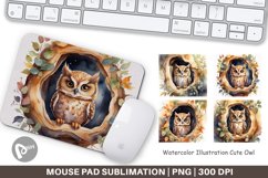 Mouse Pad Watercolor Owl Product Image 1