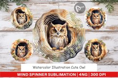 Wind Spinner Watercolor Owl Product Image 1