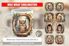 Mug Wrap Design Watercolor Owl Product Image 1