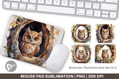 Mouse Pad Watercolor Owl Product Image 1