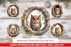 Wind Spinner Watercolor Owl Product Image 1
