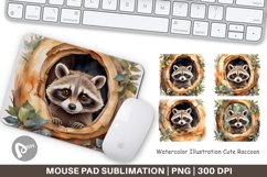 Mouse Pad Watercolor Raccoon Product Image 1