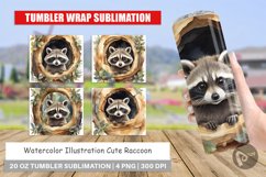 Tumbler Wrap Watercolor Raccoon Product Image 1