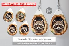 Earring Teardrop Watercolor Raccoon Product Image 1