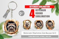 Keychain Watercolor Raccoon Product Image 1