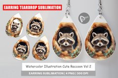 Earring Teardrop Watercolor Raccoon Product Image 1