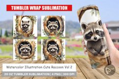 Tumbler Wrap Watercolor Raccoon Product Image 1