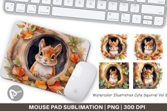 Mouse Pad Watercolor Squirrel Product Image 1