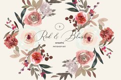 Watercolor Red and Blush Flowers Clipart Set Product Image 5