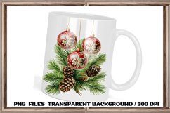 Watercolor Christmas Clipart, Xmas Ornament Sublimation Product Image 3