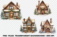 Christmas House Watercolor Winter Clipart Sublimation PNG Product Image 4