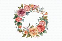 Watercolor Pink Floral wreath Sublimation Product Image 4