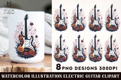 Watercolor Illustration Electric Guitar Clipart, Product Image 1