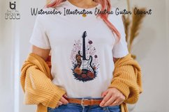 Watercolor Illustration Electric Guitar Clipart, Product Image 2