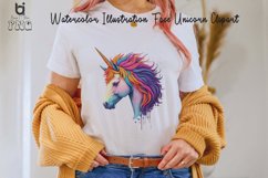 Watercolor Illustration Face Unicorn Clipart, Unicorn Design Product Image 2