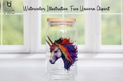 Watercolor Illustration Face Unicorn Clipart, Unicorn Design Product Image 4