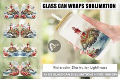 Glass Can Wraps Watercolor Lighthouse Product Image 1