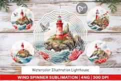 Wind Spinner Watercolor Lighthouse Product Image 1