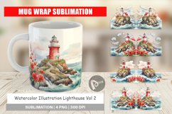 Mug Wrap Design Watercolor Lighthouse Product Image 1