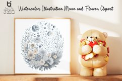 Watercolor Illustration Moon and Flower Clipart, Mug Design Product Image 9